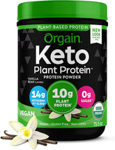 Organic Keto Vegan Protein Powder, Vanilla Bean - 10G Plant Based Protein, Gluten Free Ketogenic Blend, Dairy Free, Lactose Free, Soy Free, No Sugar Added, for Smoothies & Shakes - 0.97Lb